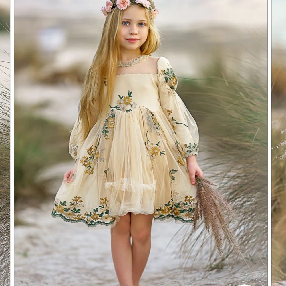 Mia Belle Girls Flower Embroidered Lace Dress 3T NWT